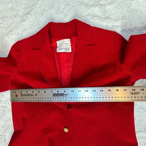 Vintage 1970s Abe Schrader Ultrasuede Three-Button Blazer Jacket Red Lightweight - Picture 4 of 8